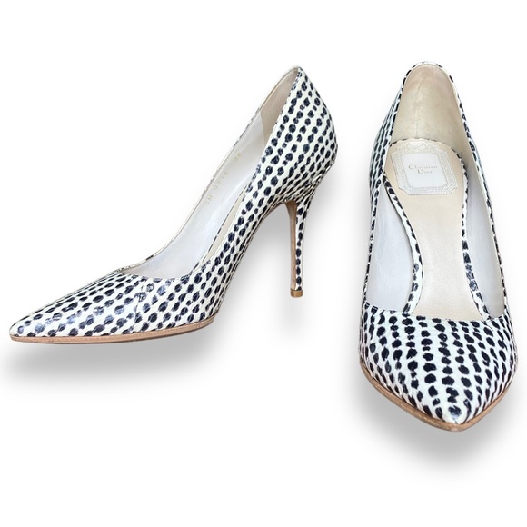 Dior Shoes - Christian Dior Cherie Snakeskin Polkadot Pumps in Noir